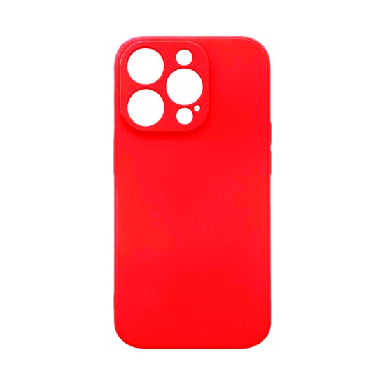 Capa de Silicone com Moldura de Câmera para Apple iPhone 15 Pro Max Vermelho